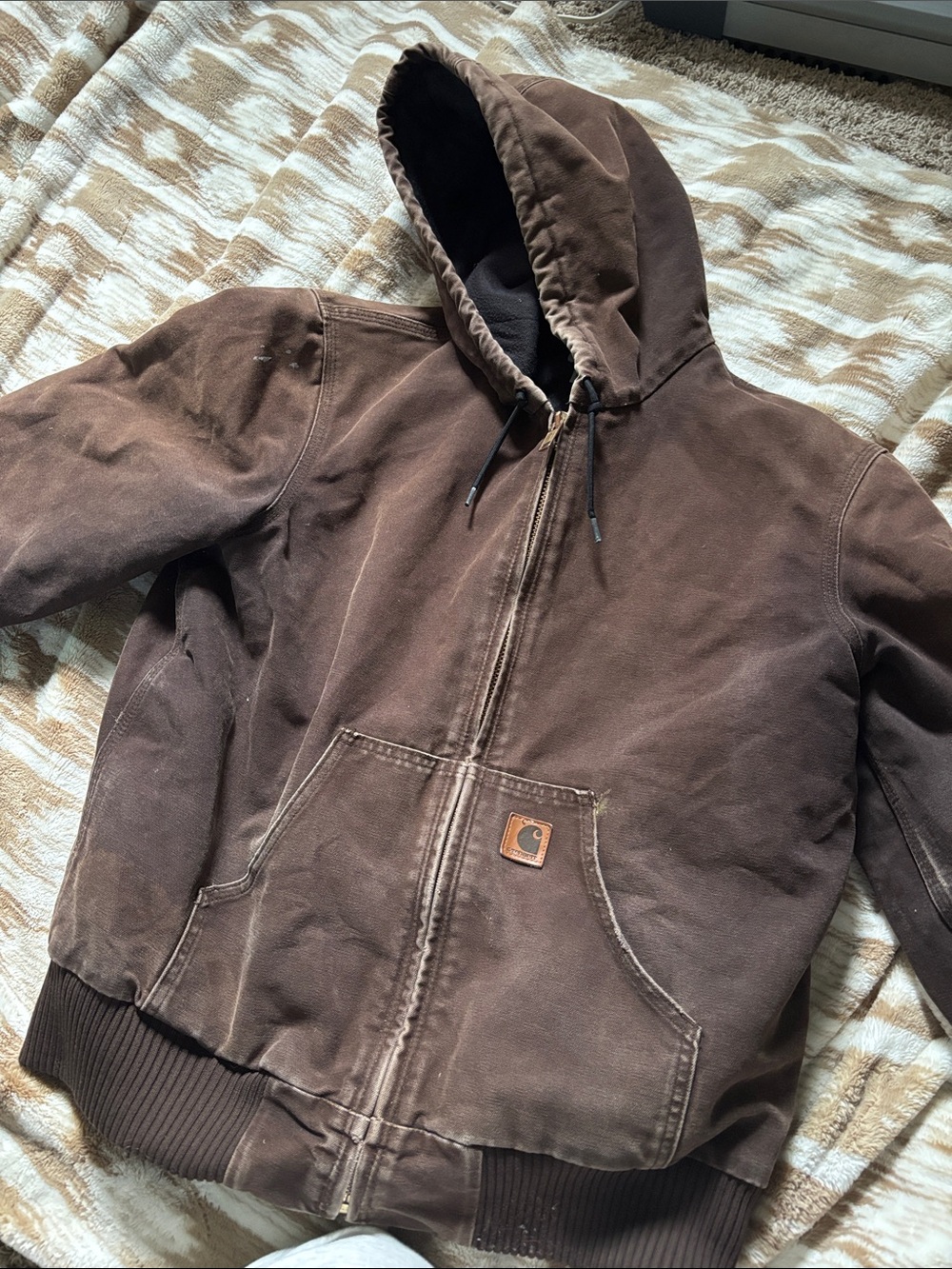 Carhartt Dark Brown Zip Hooded Work Jacket